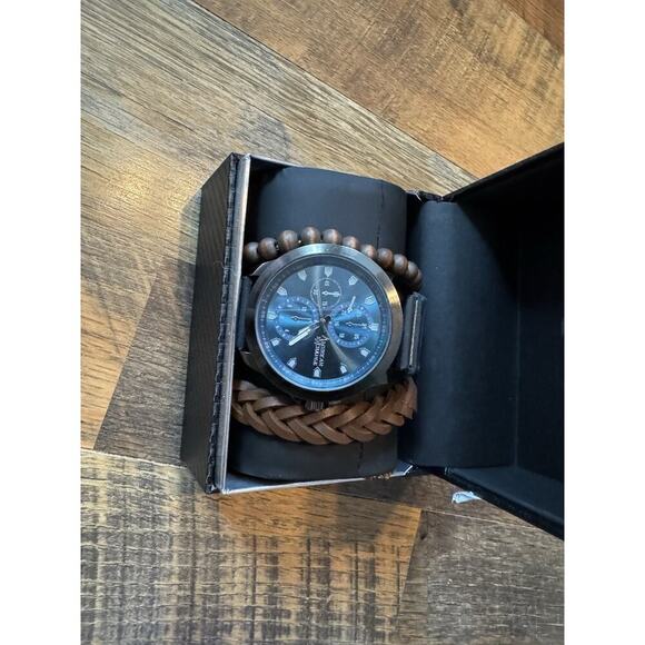 American Exchange Mens Bracelet And Watch Set New Brown - AS IS - Picture 2 of 8